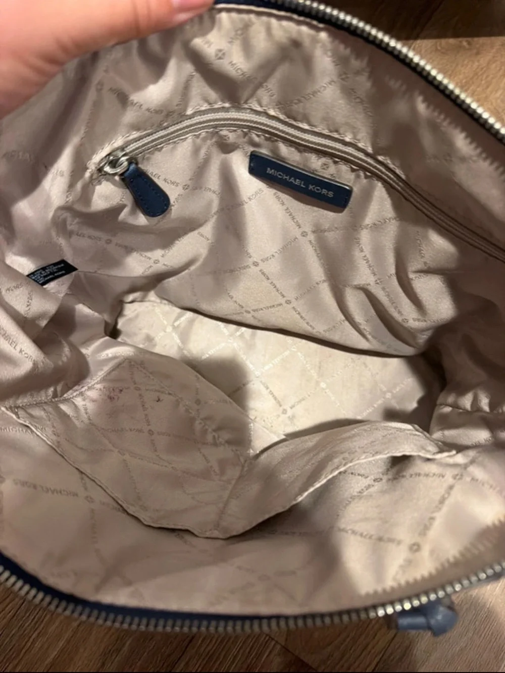 Michael Kors Navy Saffiano Leather Top-Zip Tote